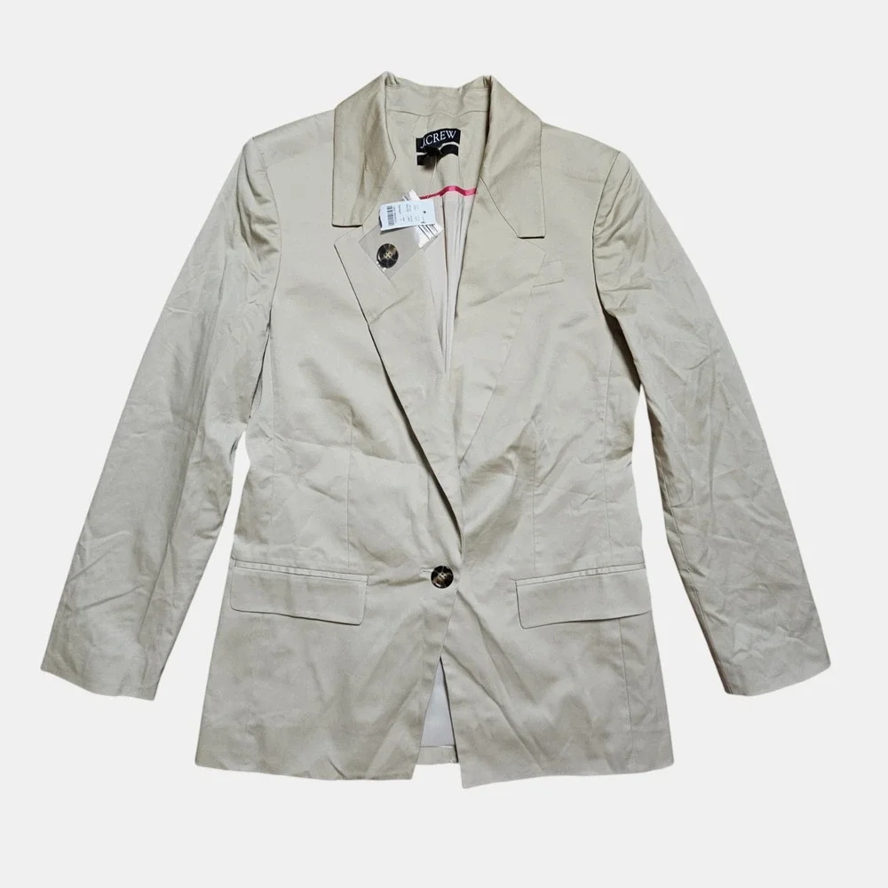 J. Crew Womens Willa‎ Blazer Lightweight Chino Blazer Jacket 0 Beige Cotton NWT